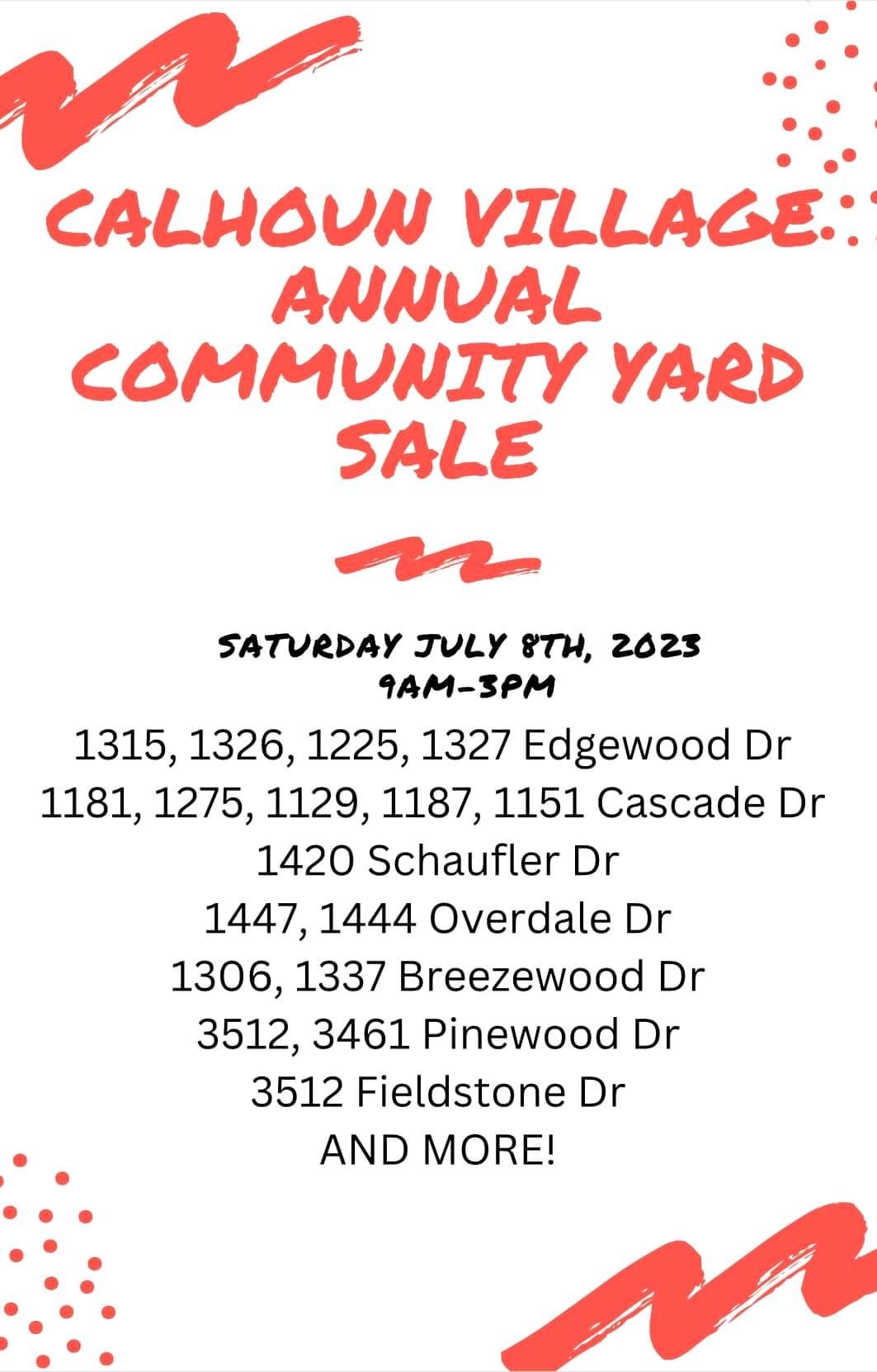 Calhoun Village Annual Community Yard Sale Homestead